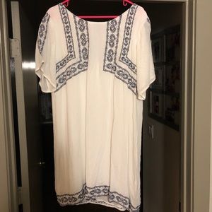 Francesca linen White and blue cover up/ dress